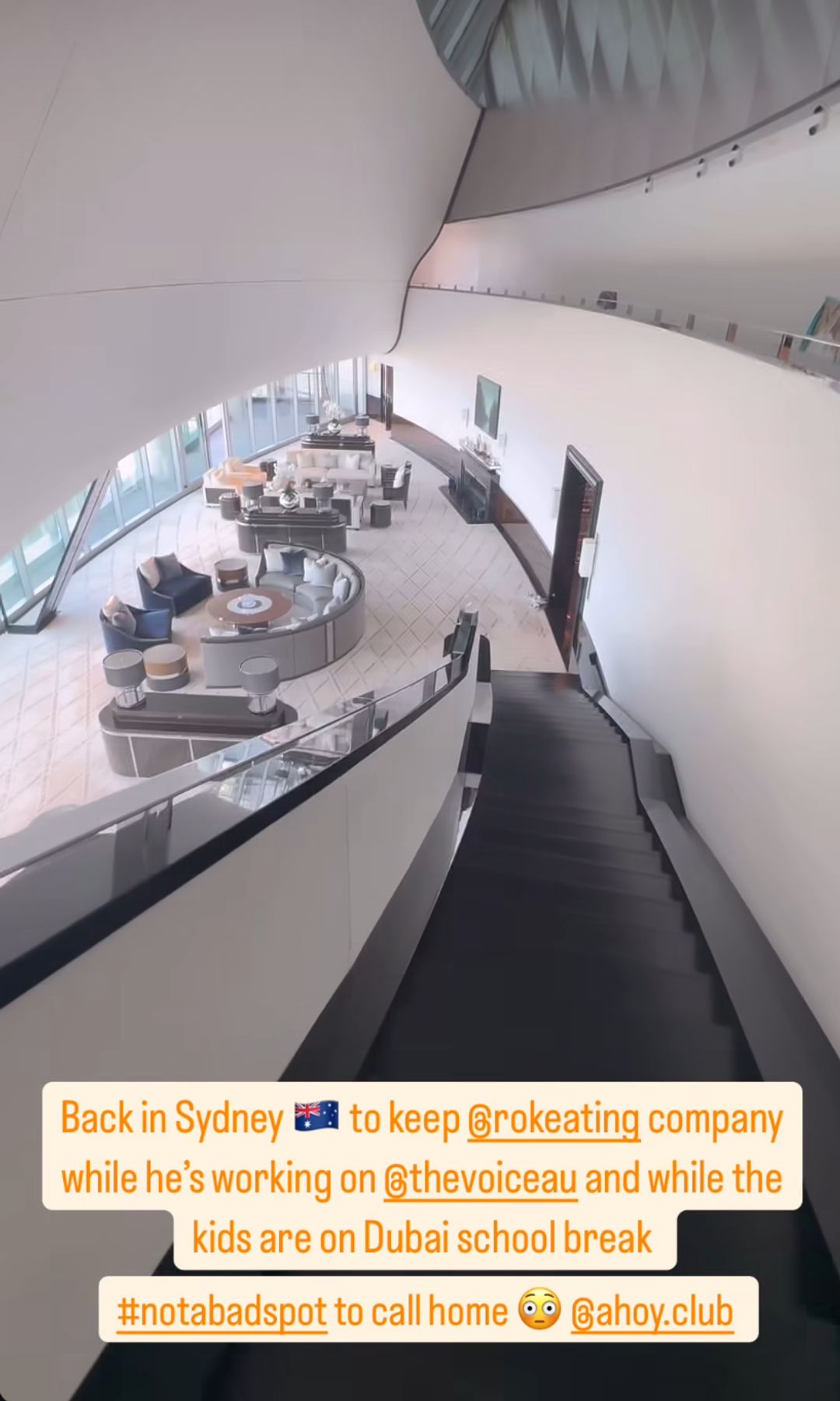 Storm Keating's living area on her superyacht in Sydney