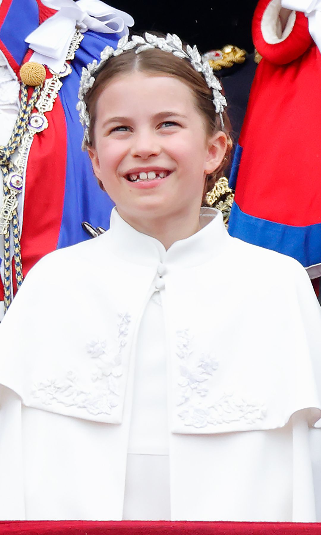 Princess Charlotte wearing white dress on coronation