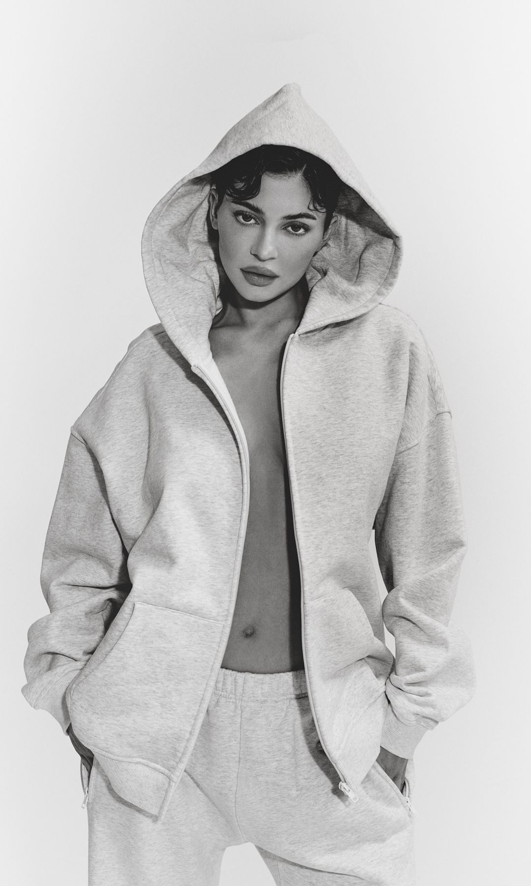 Kylie Jenner poses in a sweatsuit on her Instagram