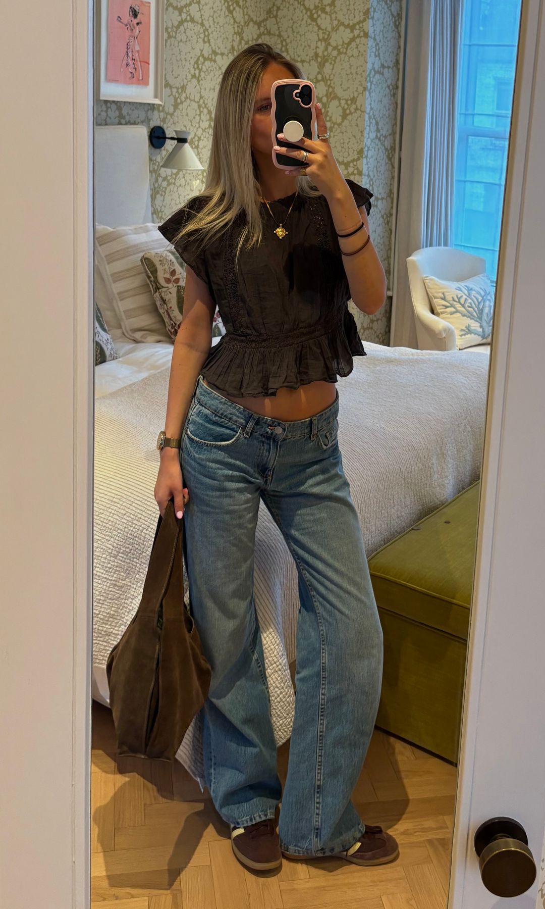 blonde girl in jeans