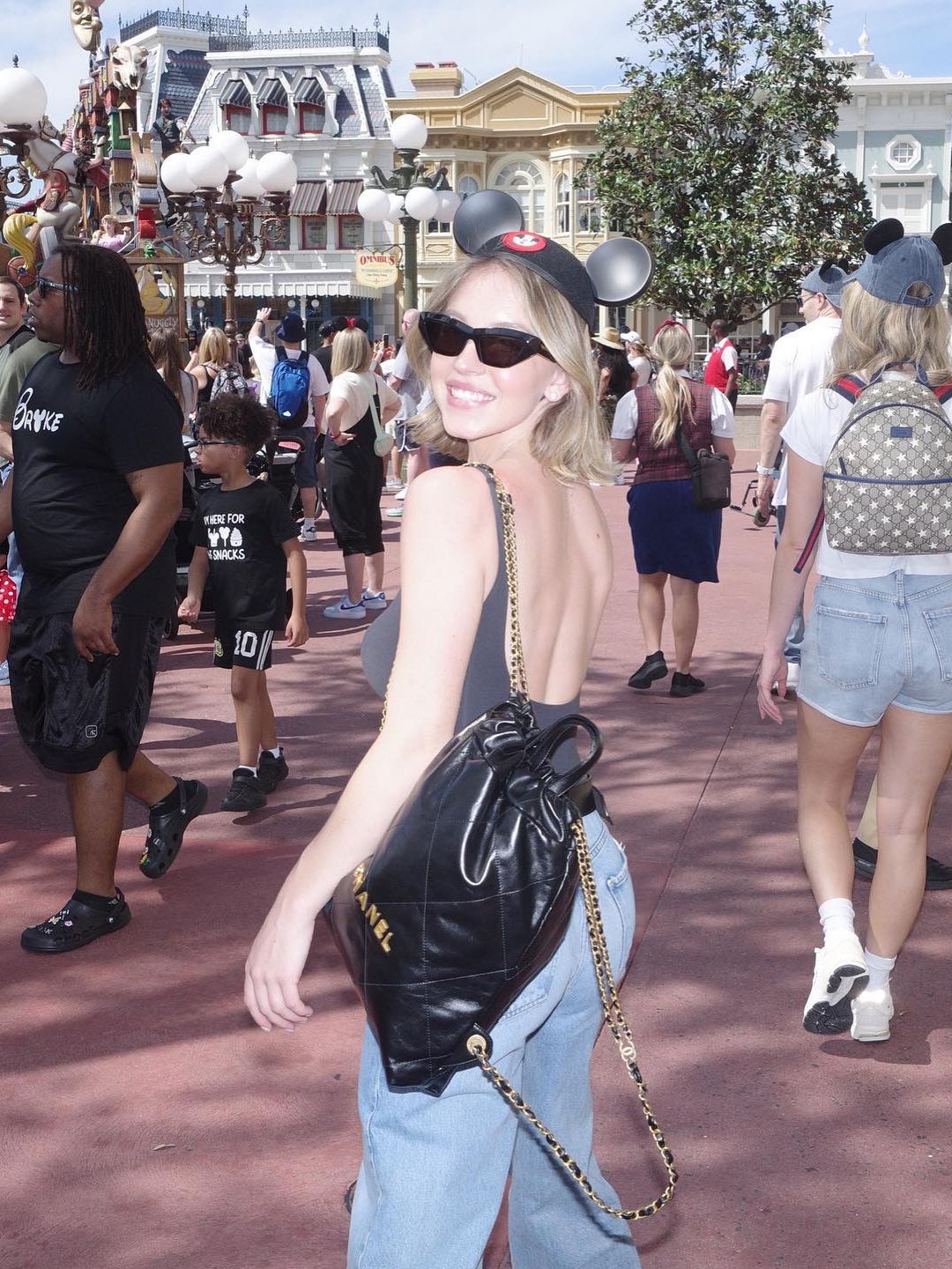 Sydney Sweeney smiles at Disneyland