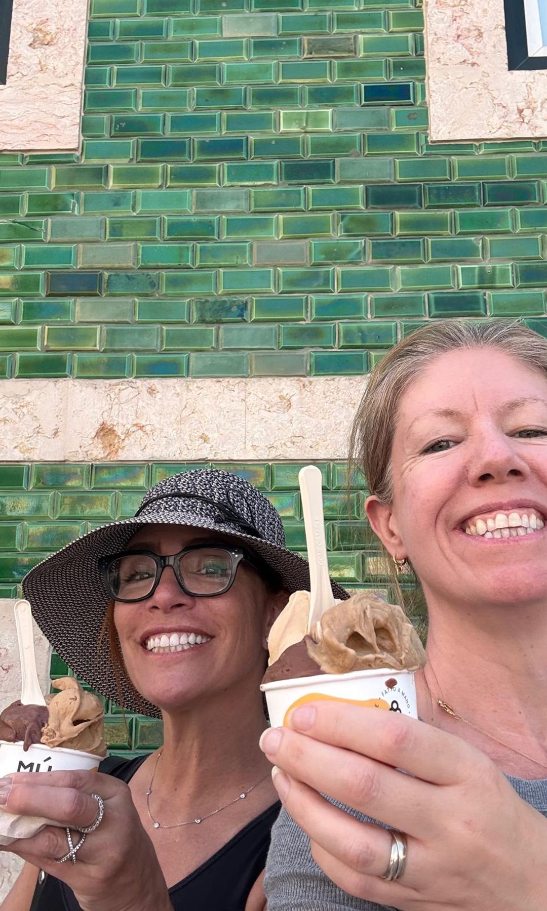 Enjoying ice cream and Lisbon tiles