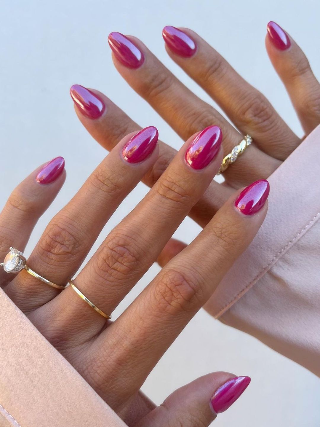 Pink chrome nails 