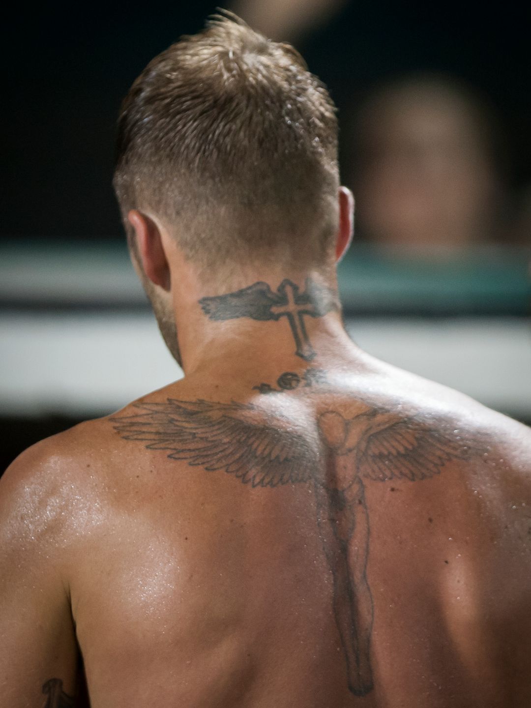 david beckham's back with tattoo 