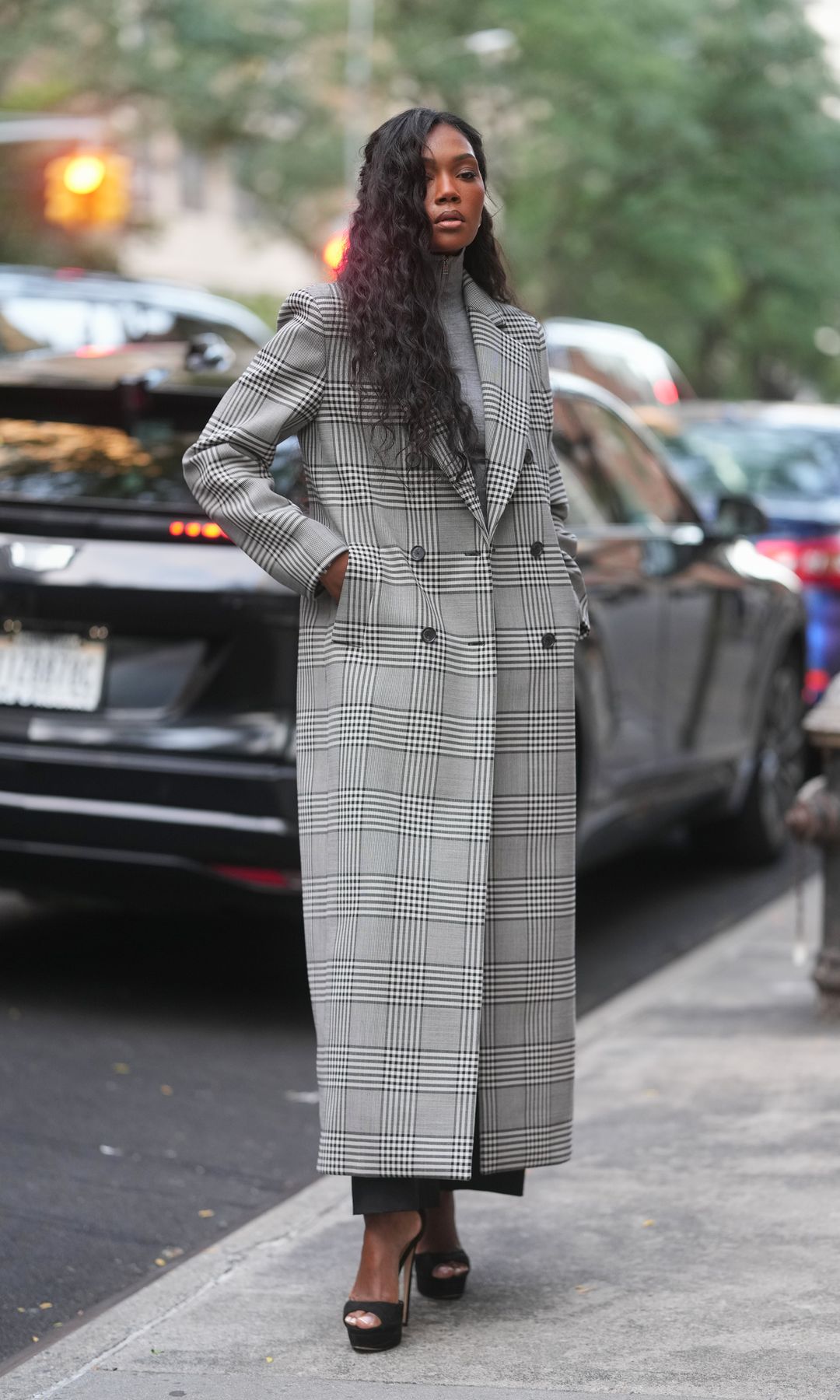 Afiya Bennett is seen arriving at the Brandon Maxwell NYFW show on September 09, 2025 in New York City