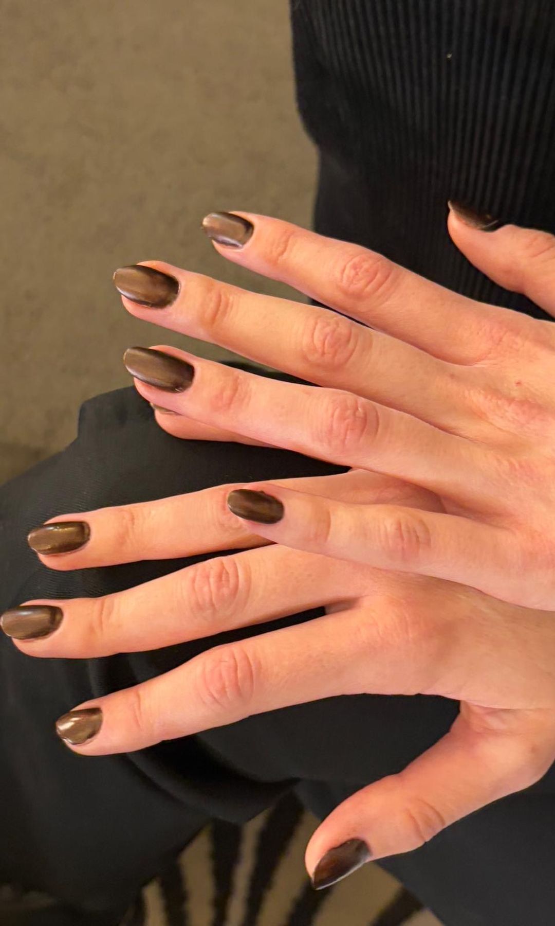 Chocolate suede brown nails are the chic and luxurious manicure for autumn