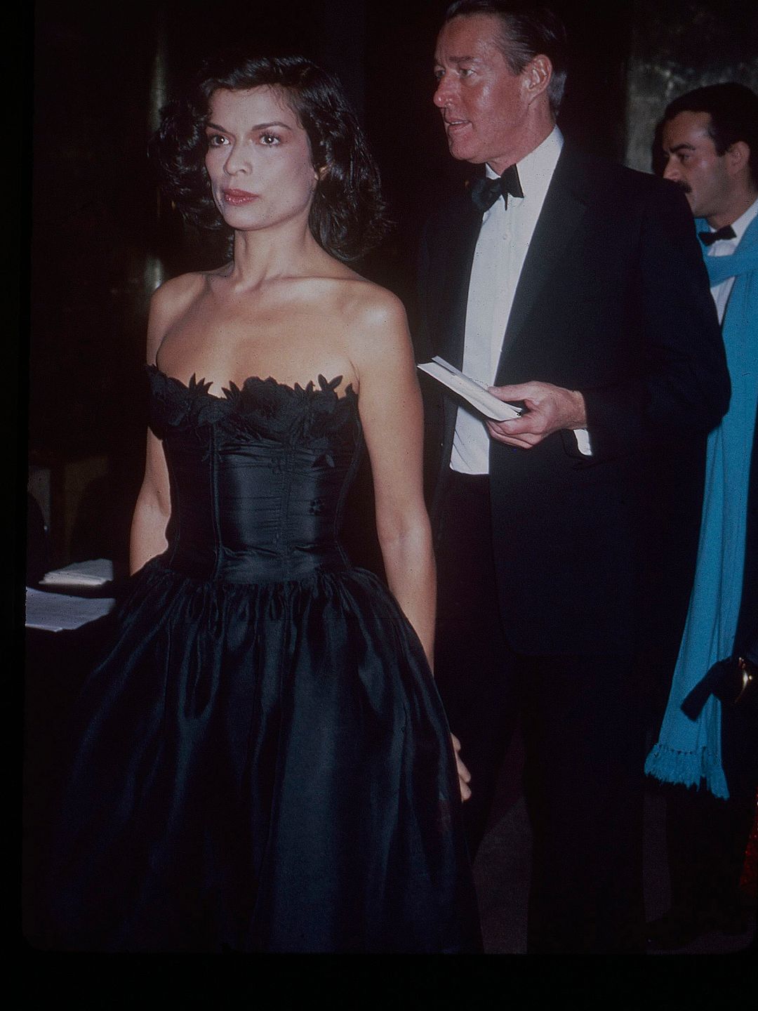 View of Nicaraguan model and actress Bianca Jagger and fashion designer Halston (born Roy Halston Frowick, 1932 - 1990) as they attend a Costume Institute gala at the Metropolitan Museum of Art, New York, New York, 1981. (Photo by Rose Hartman/Getty Image