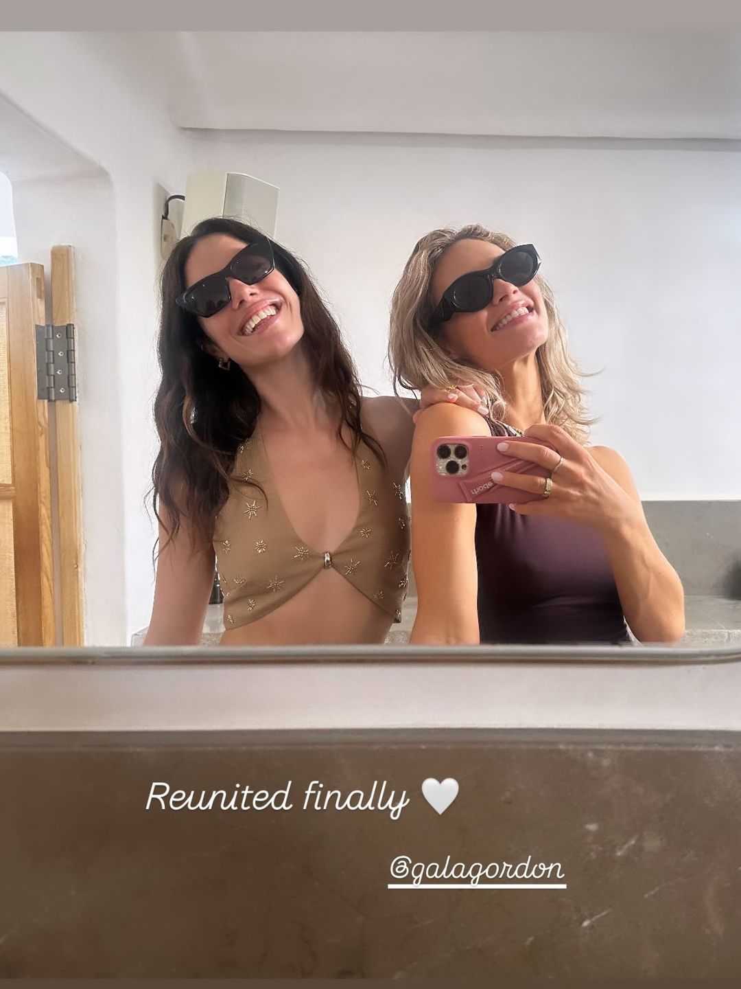 Lily James shares an image of herself and her friend on her Instagram story