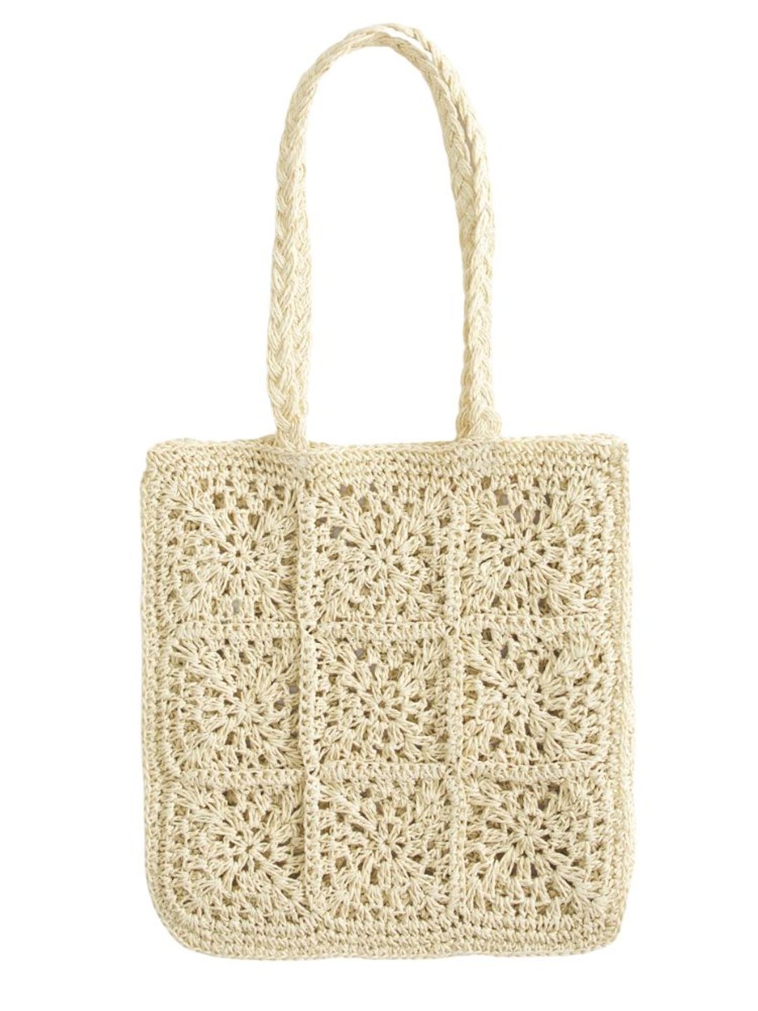 Cream crochet tote bag 
