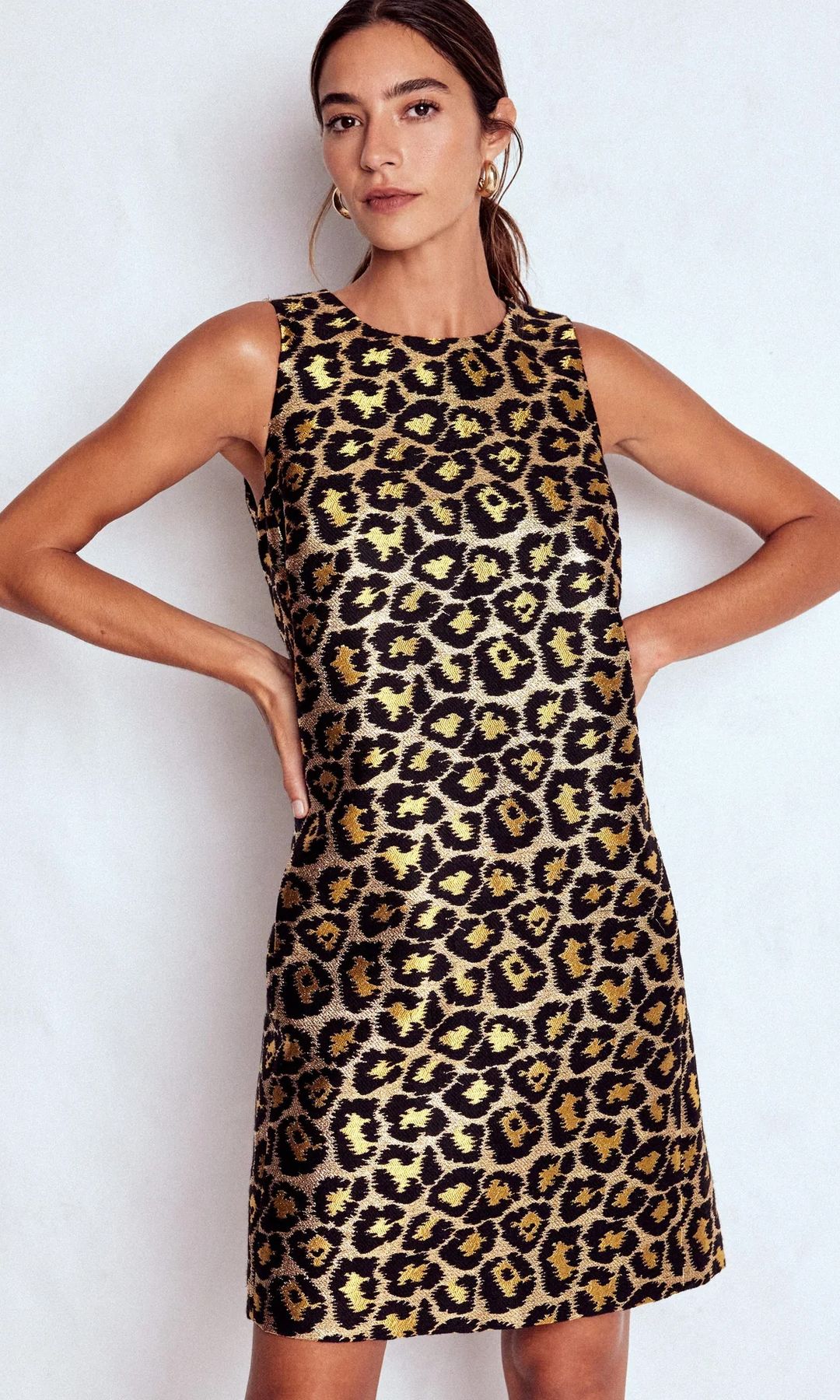 Boden Metallic Leopard Shift Dress