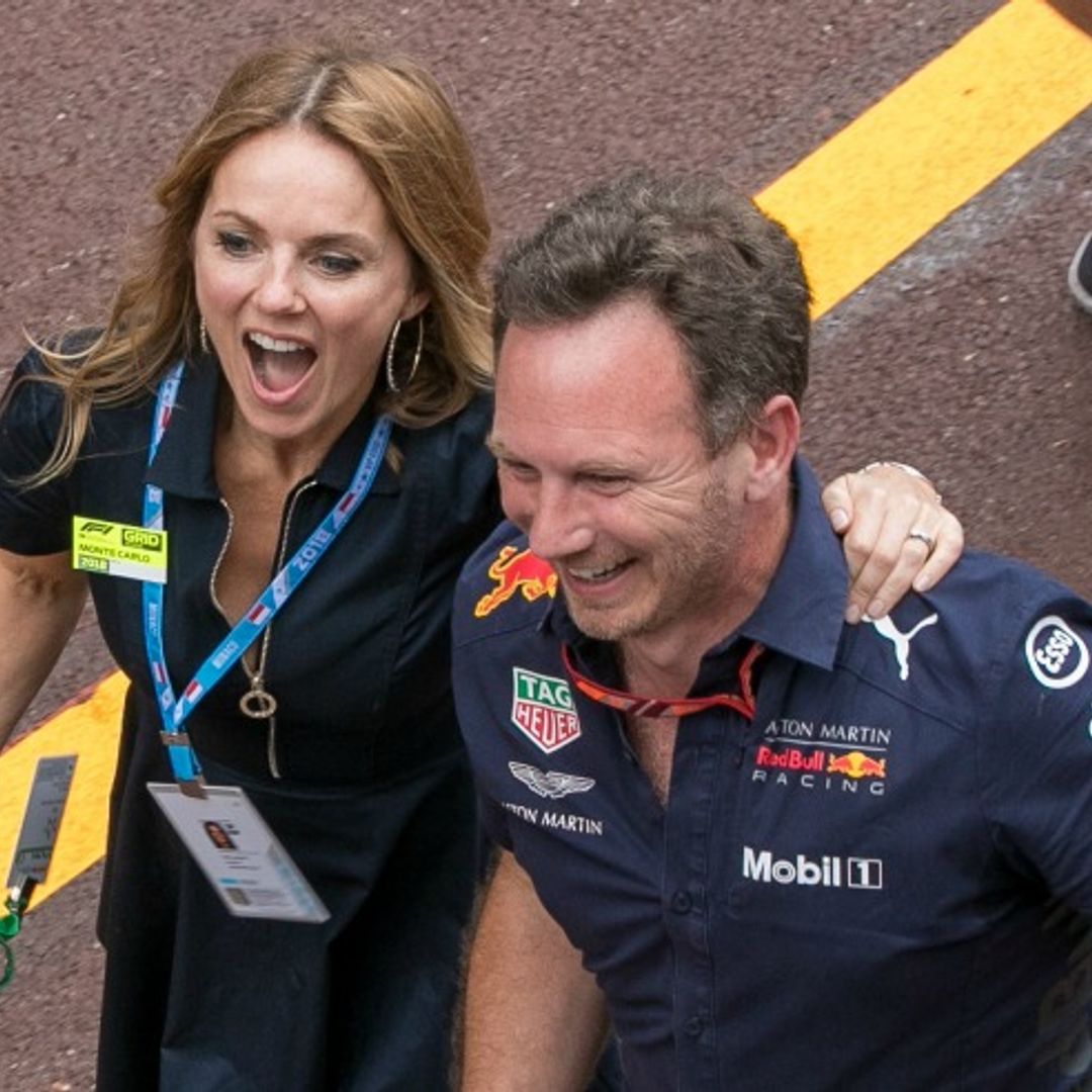 Geri Horner looks chic in navy at the Grand Prix