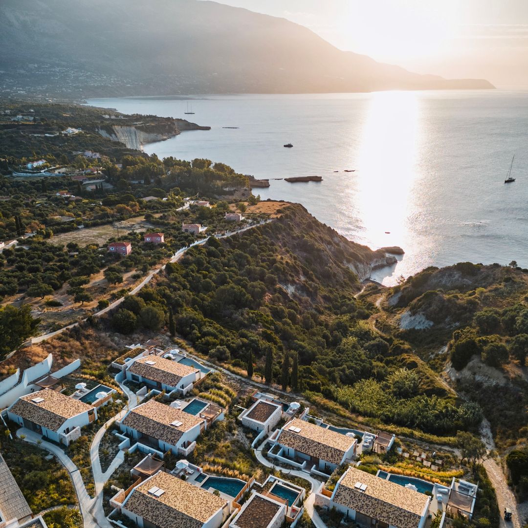 birds eye shot of kefalonia 