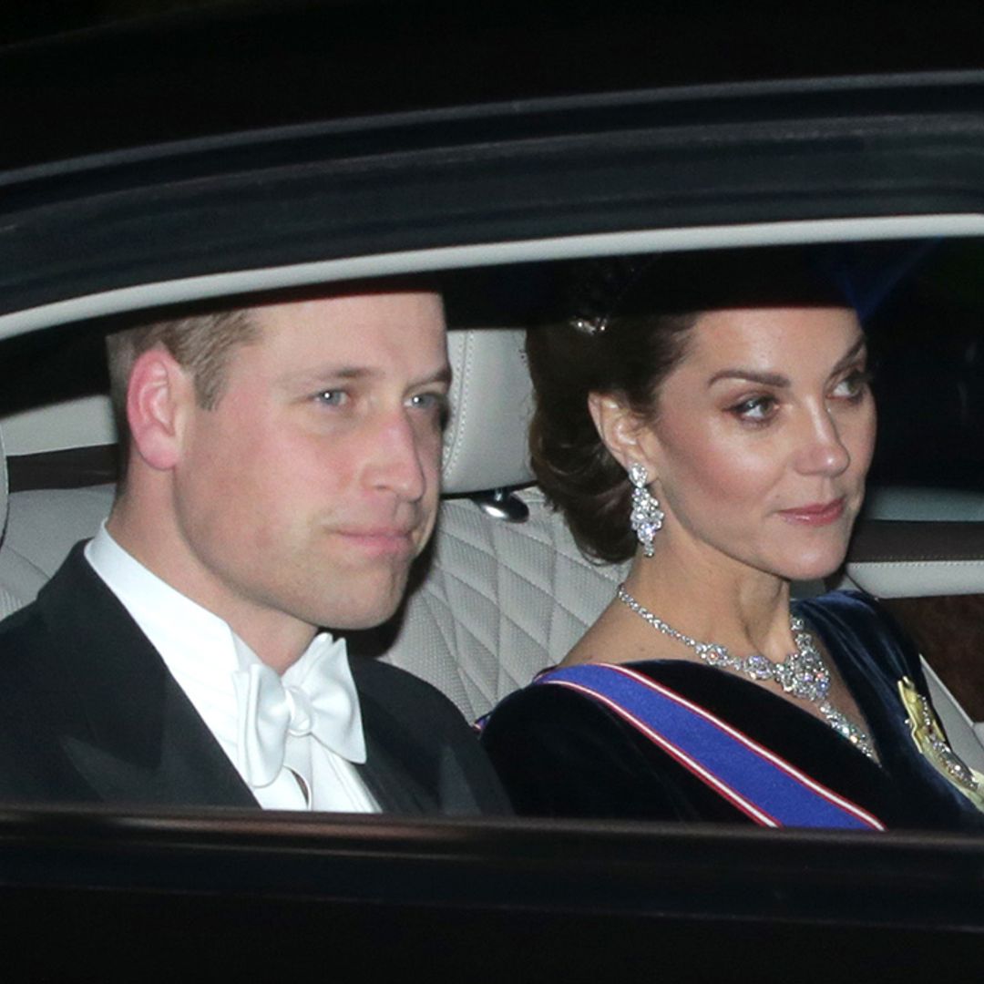 The Duchess of Cambridge glitters in Alexander McQueen dress and diamond tiara at Buckingham Palace