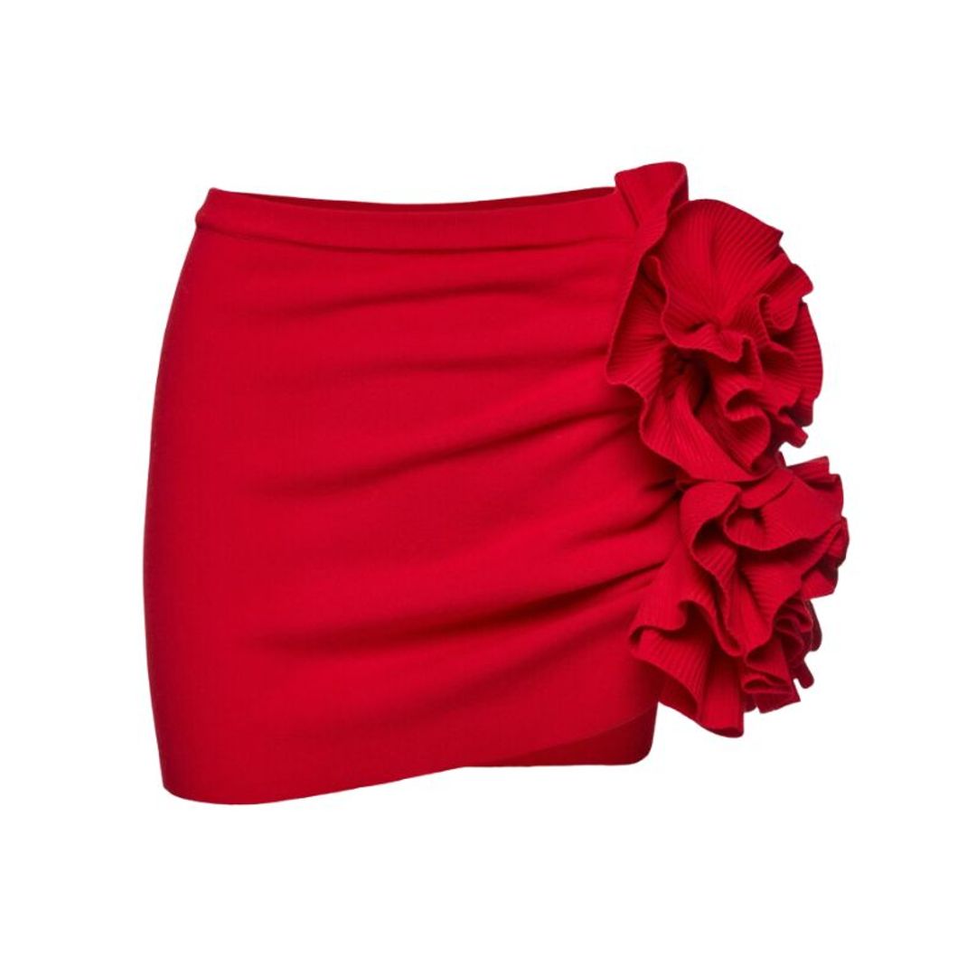 Knit 3D flower mini skirt in red - Magda Butrym 