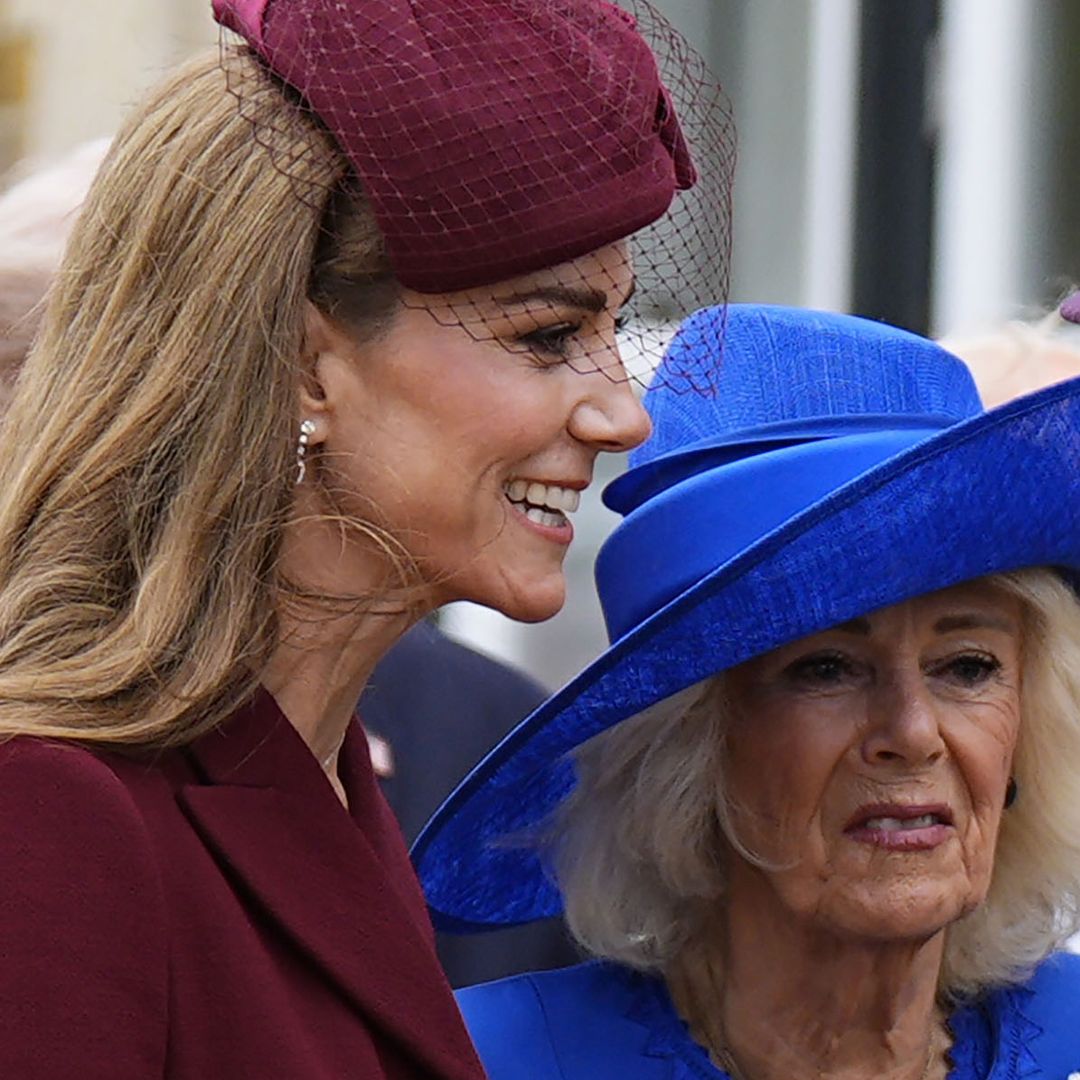 Watch the moment Queen Camilla nudges Princess Kate during state visit