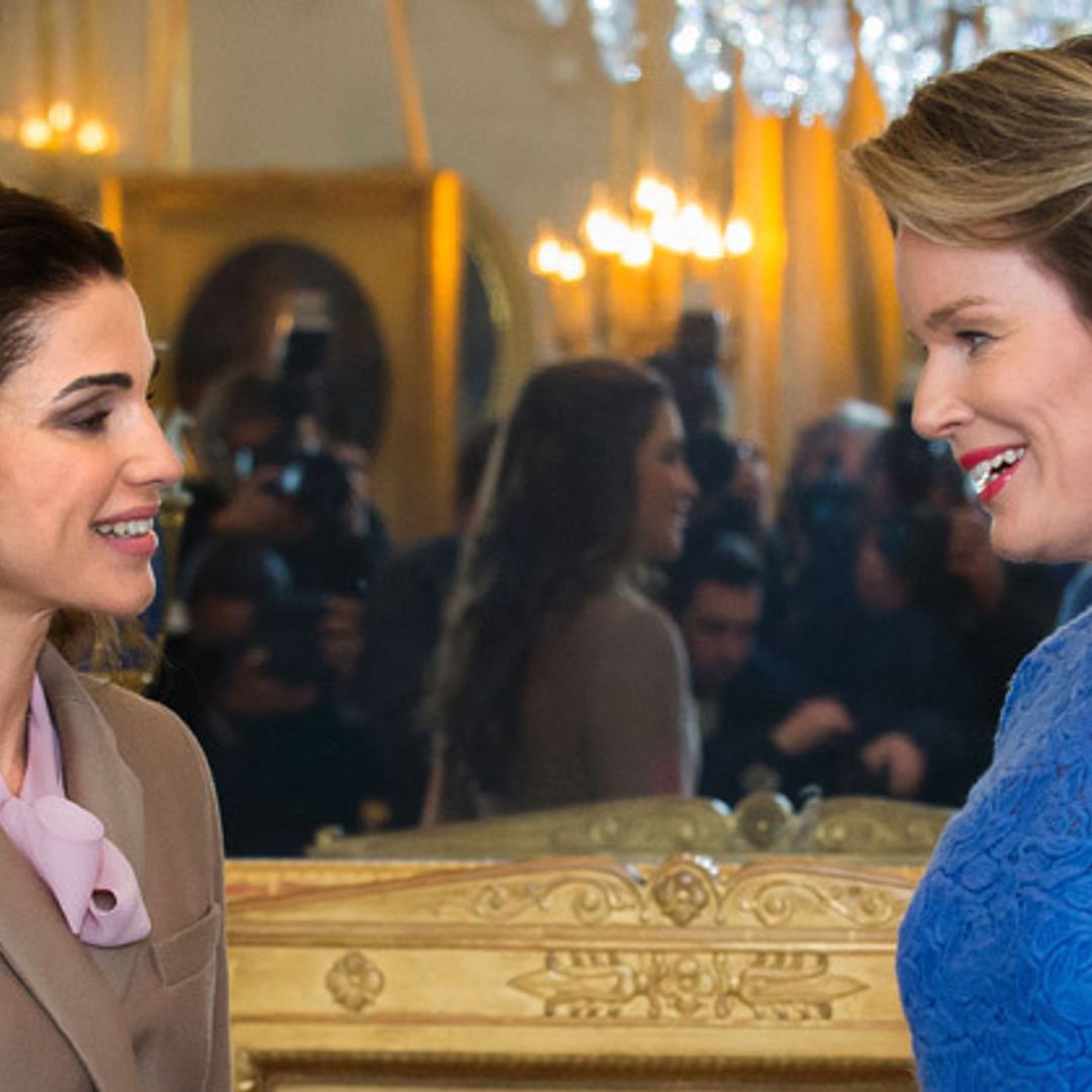 Queen Rania of Jordan and Queen Mathilde: A royal date at the palace in Belgium