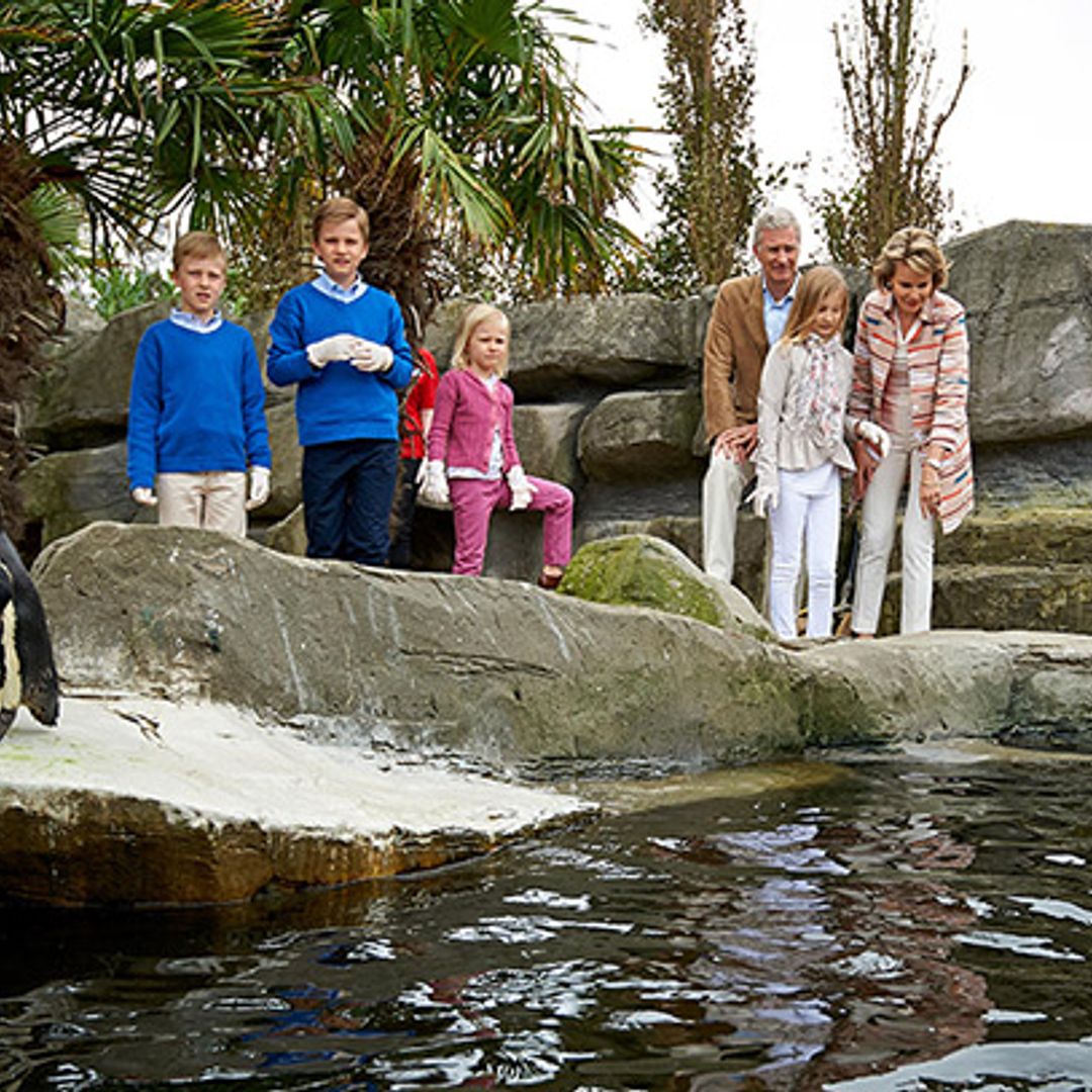 Belgian royal children start summer holidays with penguin-feeding at Sealife