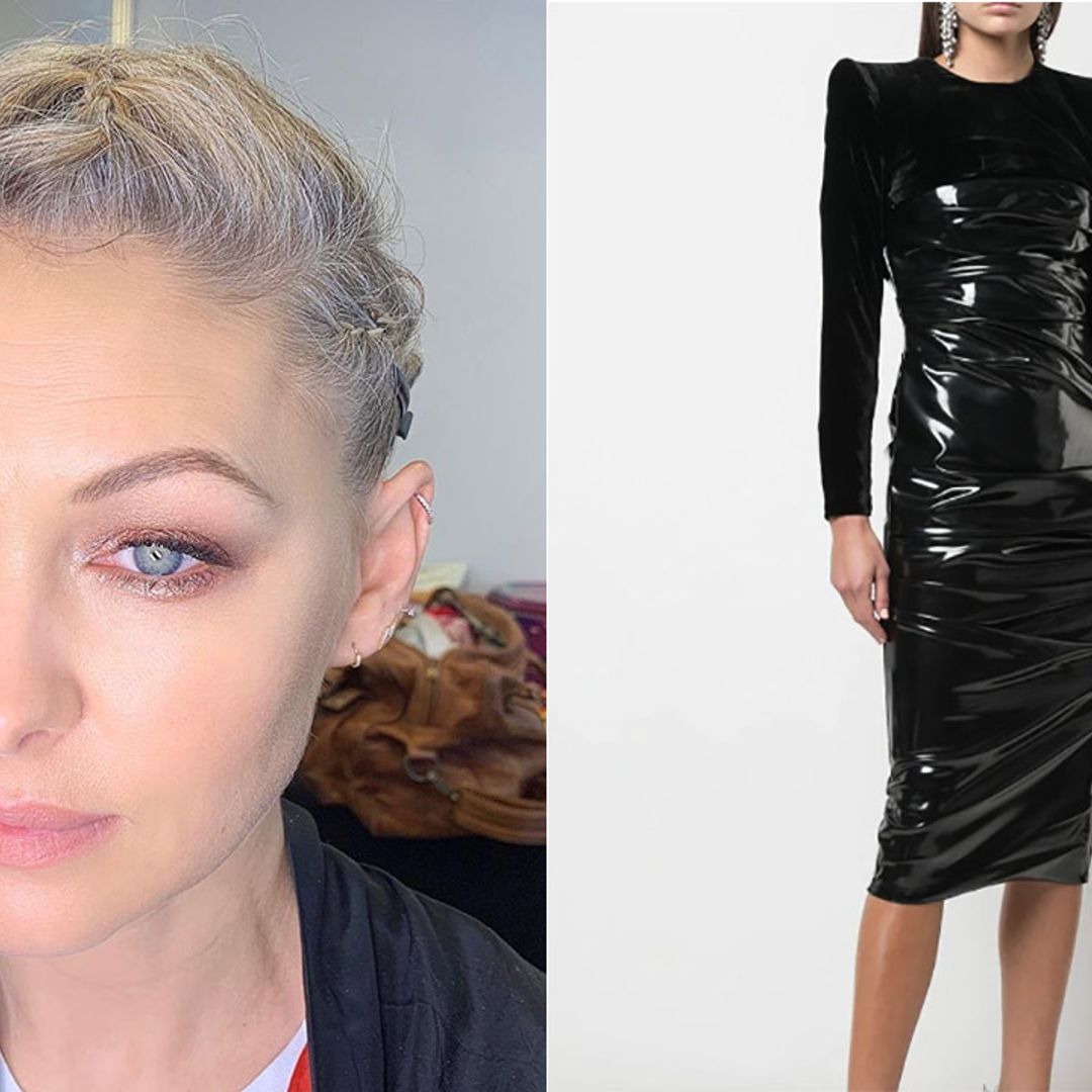 The Voice's Emma Willis turns heads in a fitted vinyl dress and plaited hair