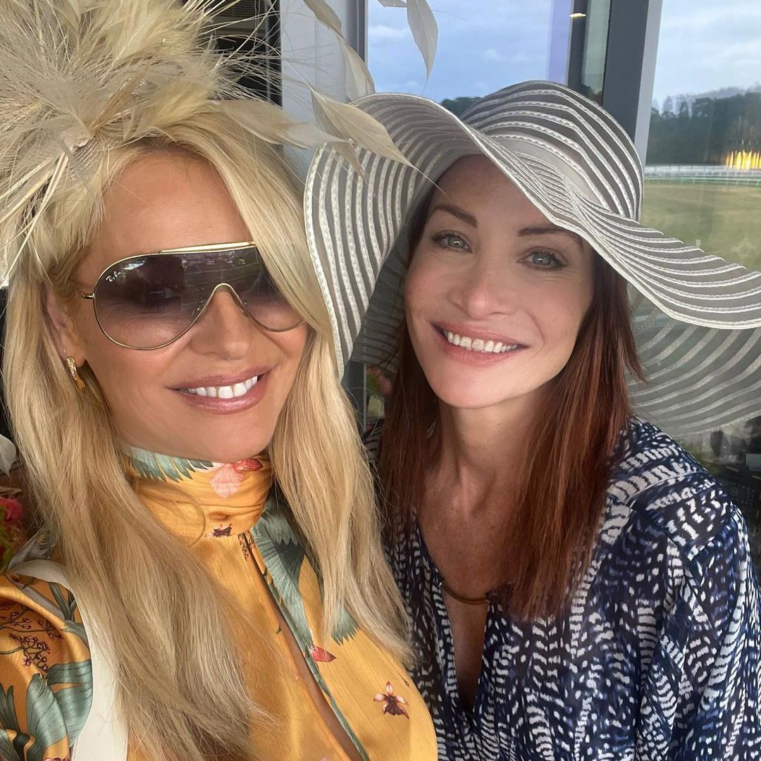 Tess Daly smiles with a friend at Royal Ascot