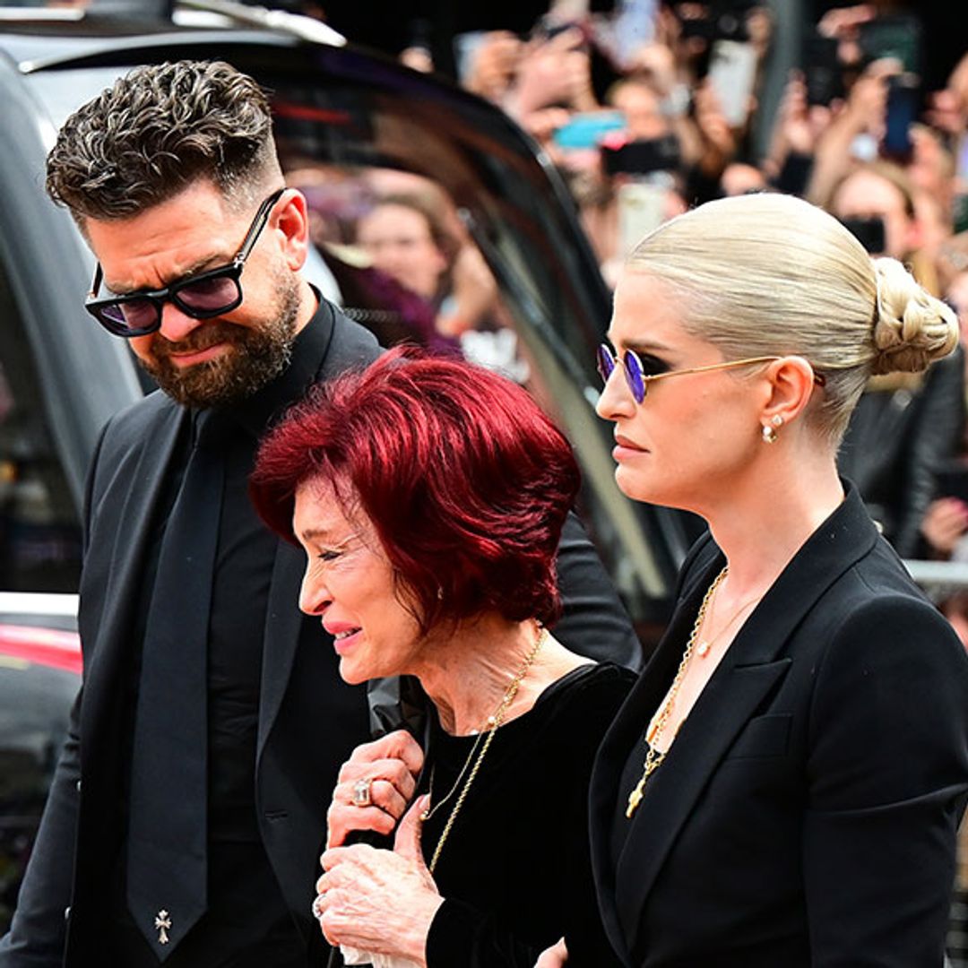 Distraught Sharon Osbourne comforted by children at Ozzy's funeral procession