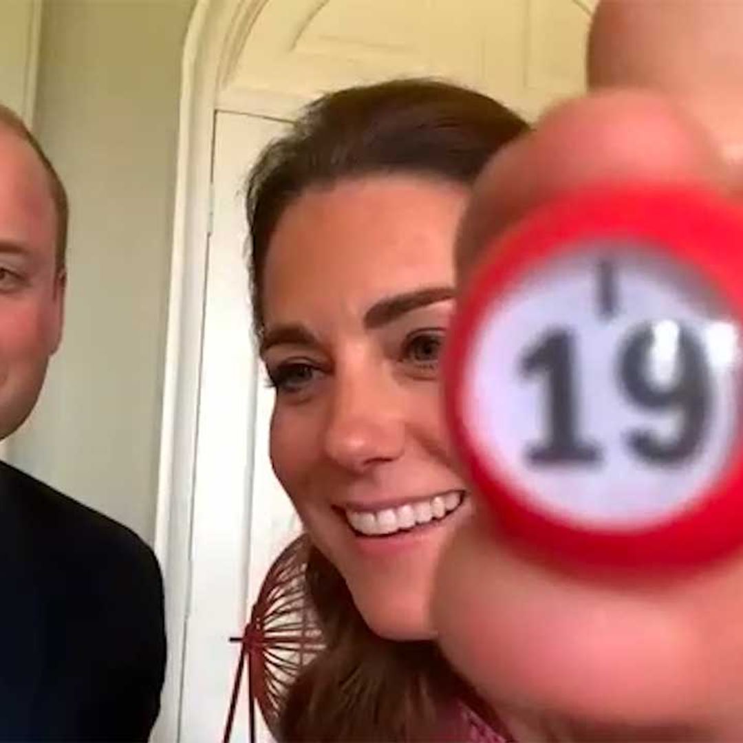 Eyes down! Prince William and Kate can't stop giggling as they play bingo with pensioners on Zoom
