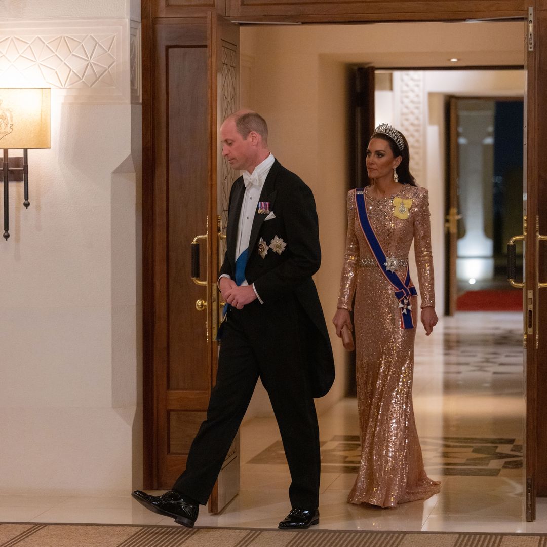 Princess Kate glitters in diamond tiara and gown at Jordanian royal wedding banquet