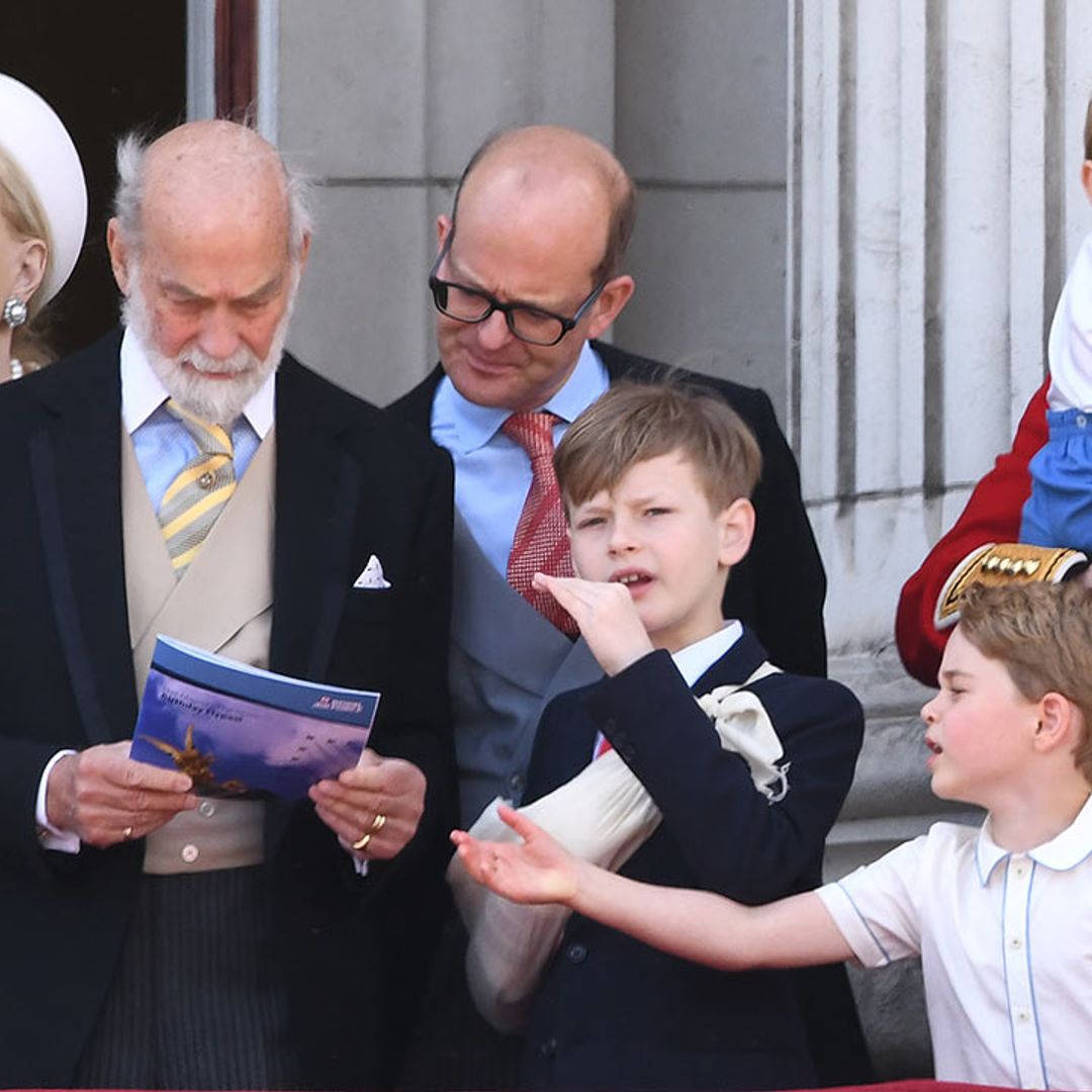 See the funny moment Prince George takes a booklet from Prince Michael of Kent's hands