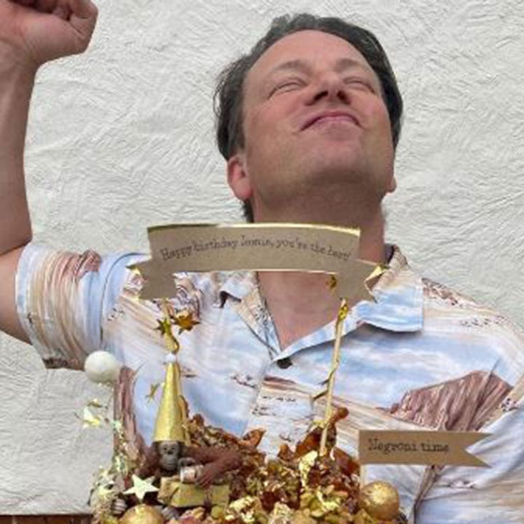 Jamie Oliver is treated to the ultimate salted caramel birthday cake - and it looks too good to eat!