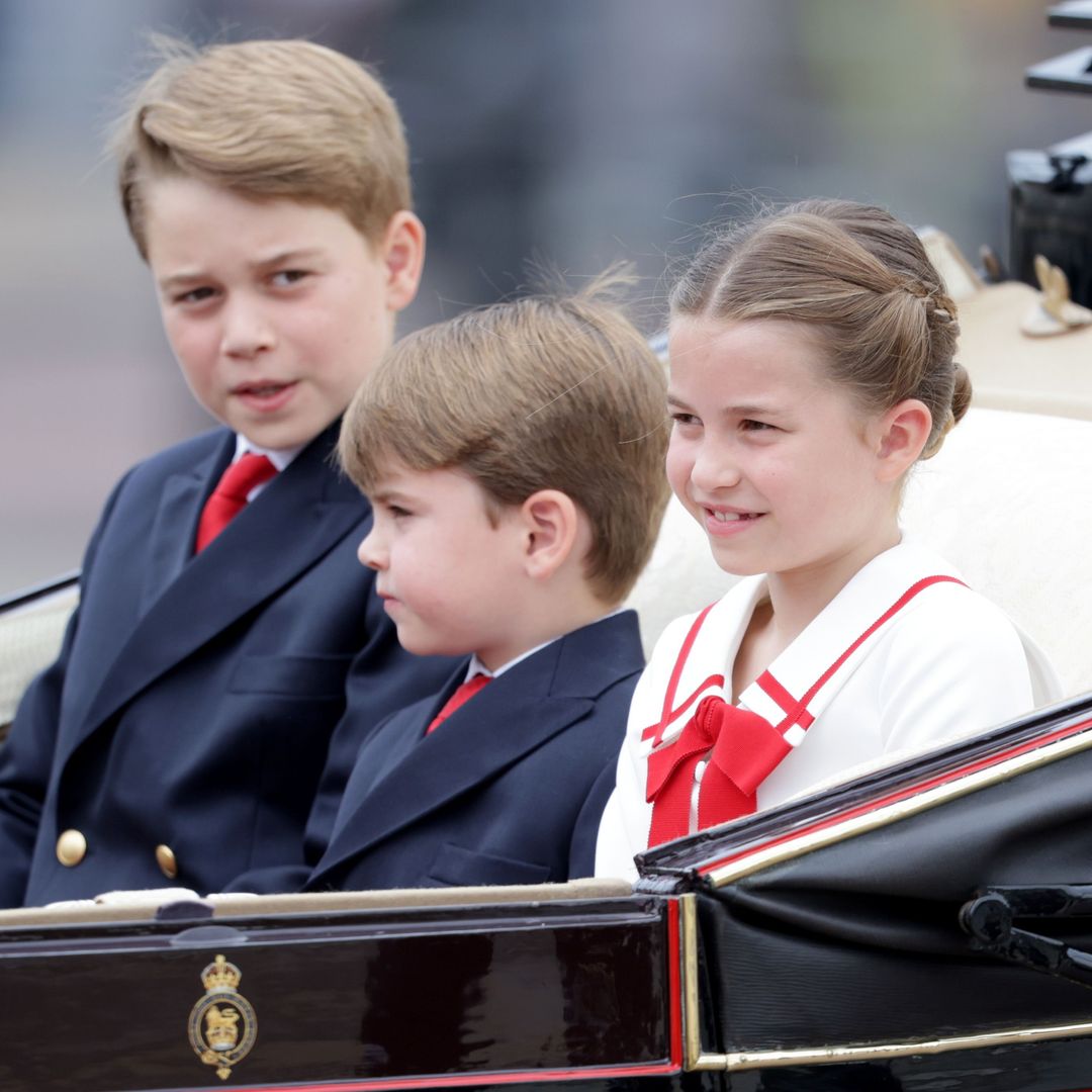 Watch Prince George and Princess Charlotte bow during King Charles' birthday parade