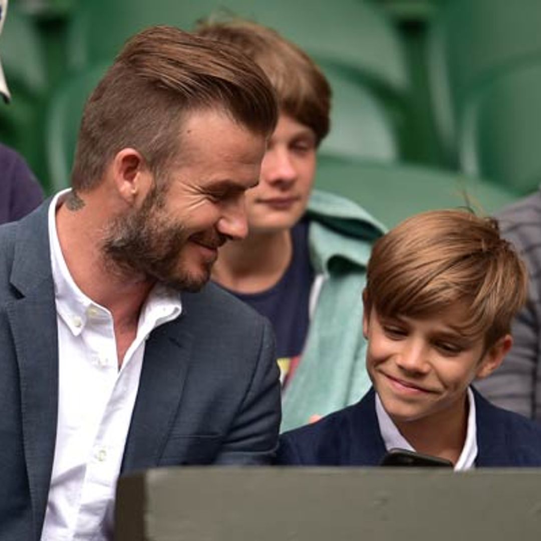 David Beckham and son Romeo wear matching suits at Wimbledon