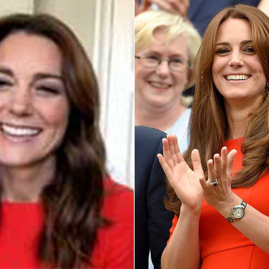Kate Middleton is patriotic in red dress she makes touching Zoom call to war veterans