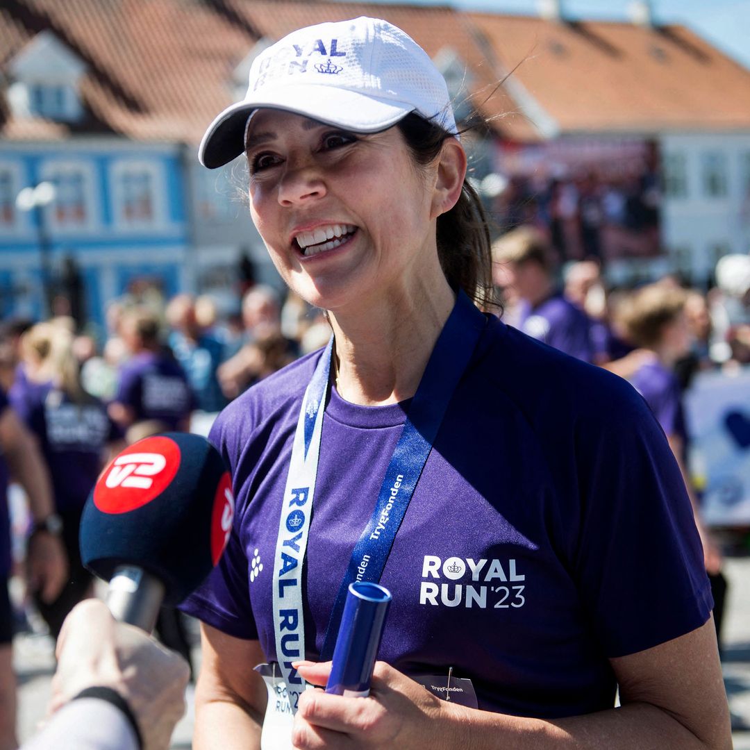 Crown Princess Mary shows her sporty side as she takes on challenge with children