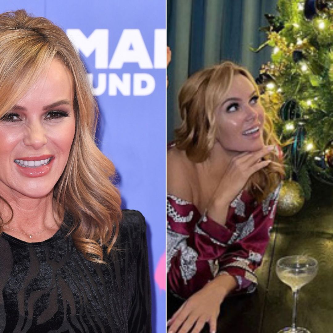 Amanda Holden poses under her unique Christmas tree - leaving fans divided