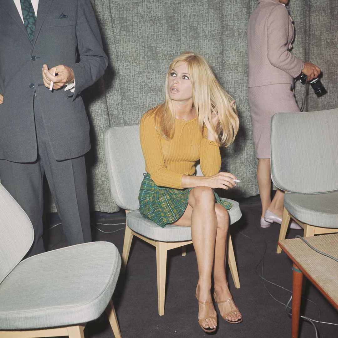Brigitte Bardot wearing a mini skirt 