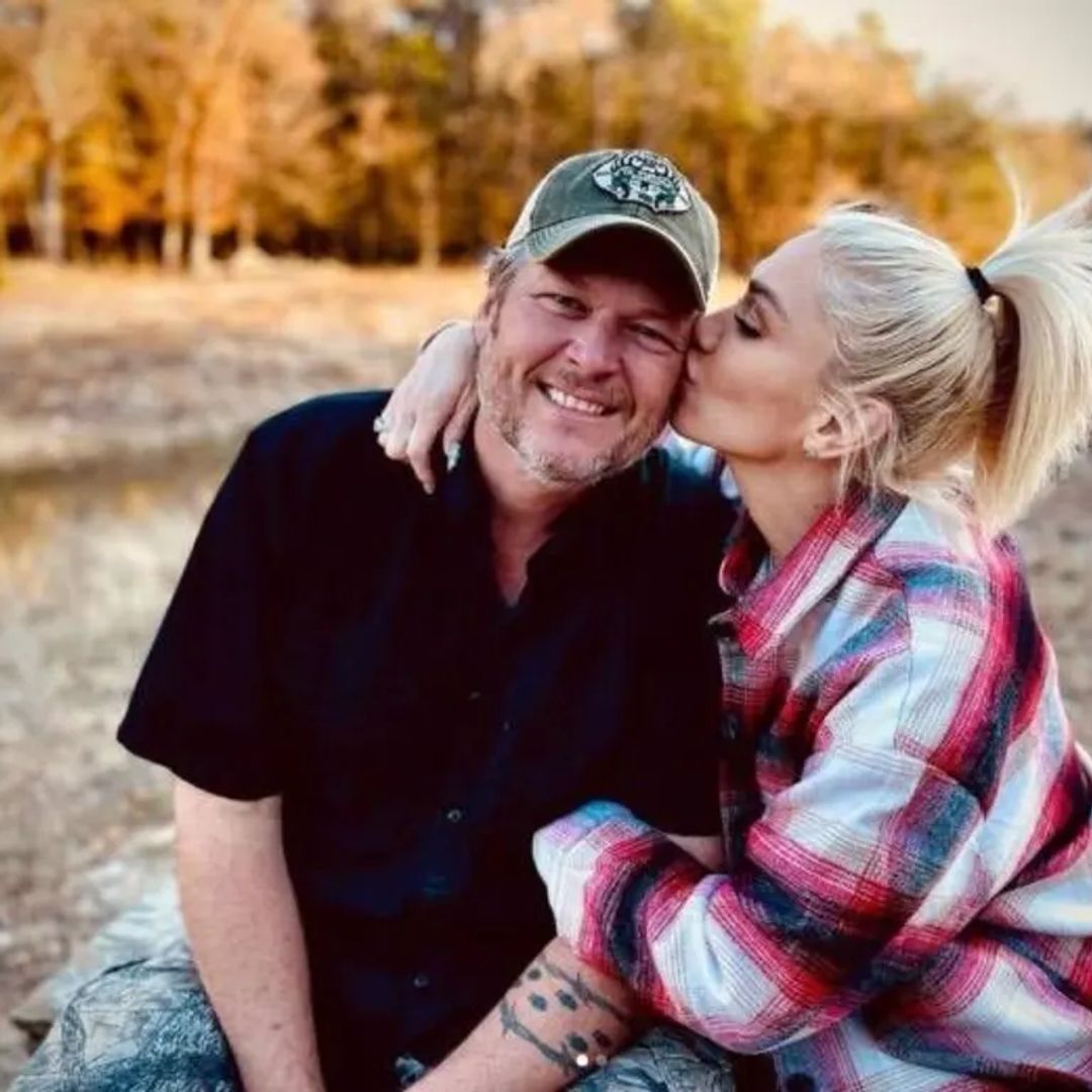 gwen and blake, she is kissing him on the cheek