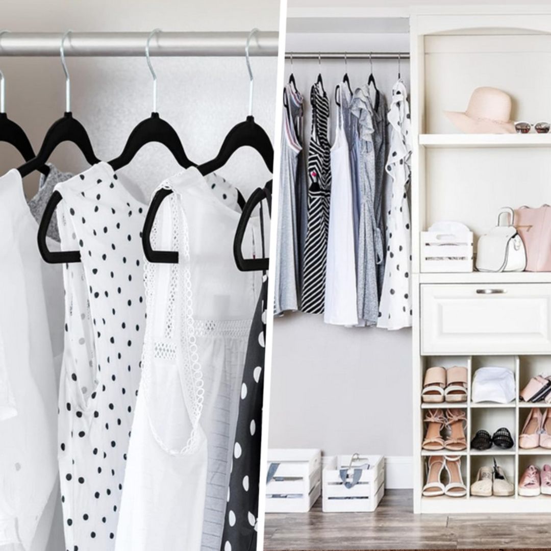 Slimline velvet hangers (approved by Style Sisters) helped me instantly double my closet space