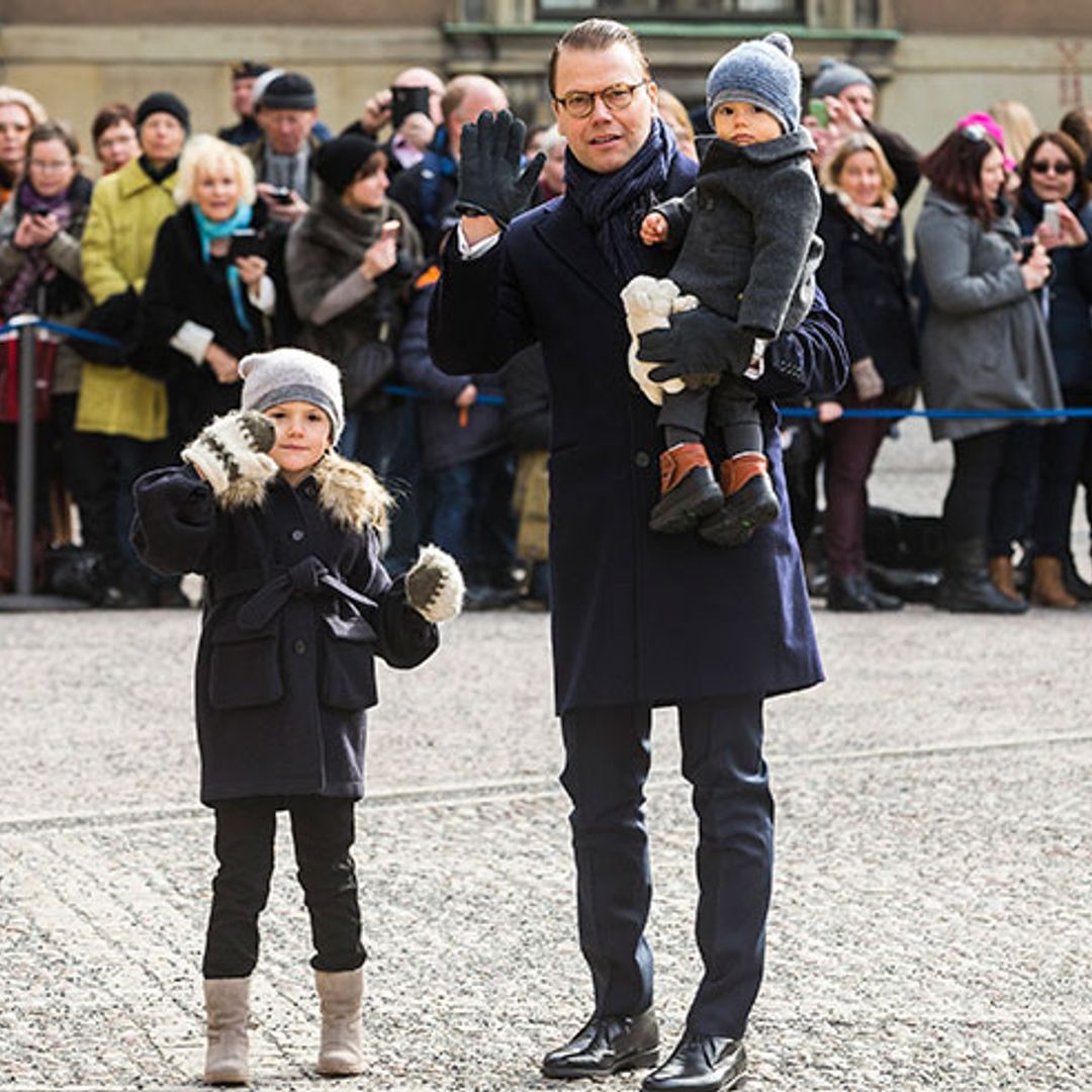Baby Prince Oscar and Princess Estelle steal the show at mum Victoria's name day