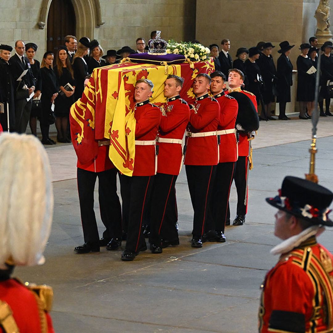 Member of the royal family appears to faint as the Queen's coffin enters Westminster Hall