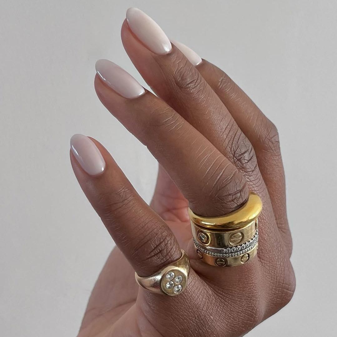 seafoam nail colour on a manicure 