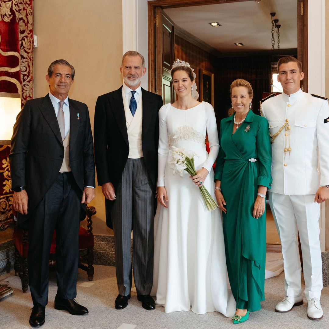 King Felipe of Spain's goddaughter surprises in champagne lace and historic tiara