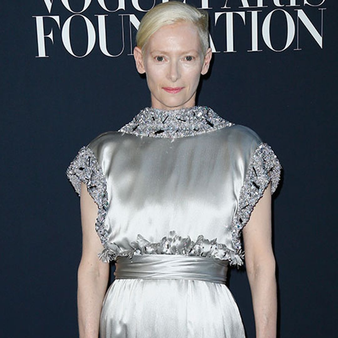 Tilda Swinton shines in a silver Chanel gown at the 2017 Vogue Party 