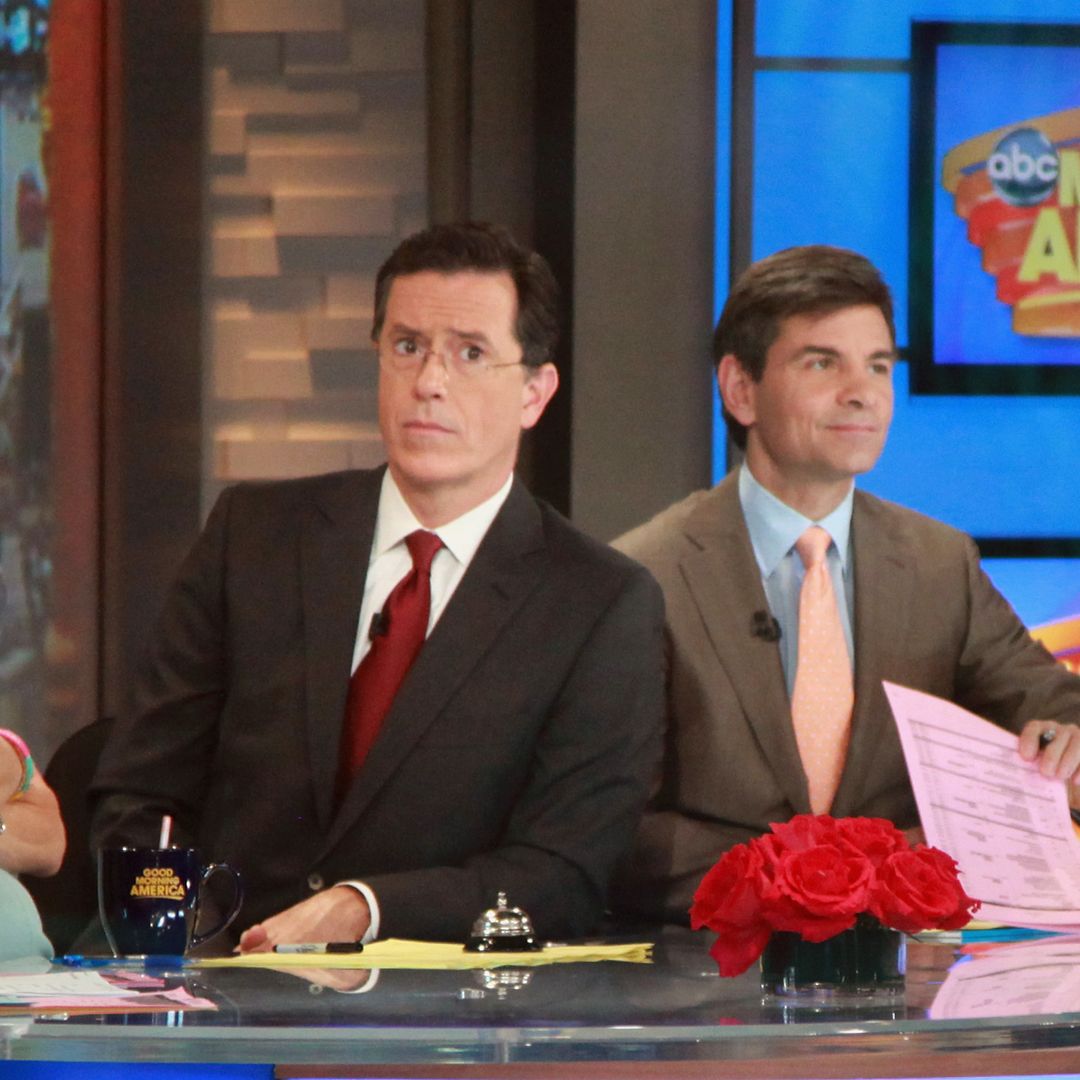 GMA co-anchors Stephen Colbert and George Stephanopoulos host ABC's "Good Morning America" at ABC Studios on October 2, 2012 in New York City.