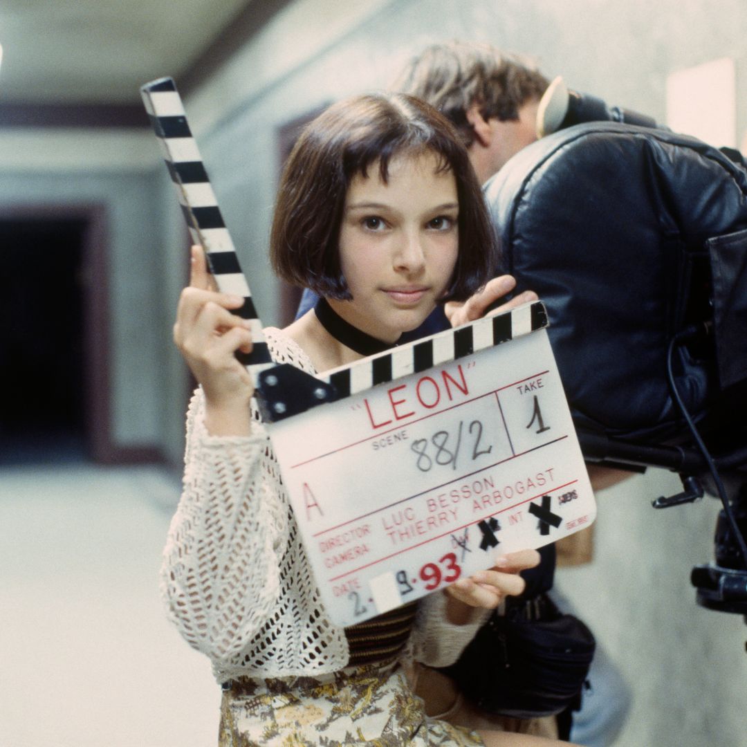 American actress Natalie Portman on the set of the film "Leon", directed by Luc Besson.
