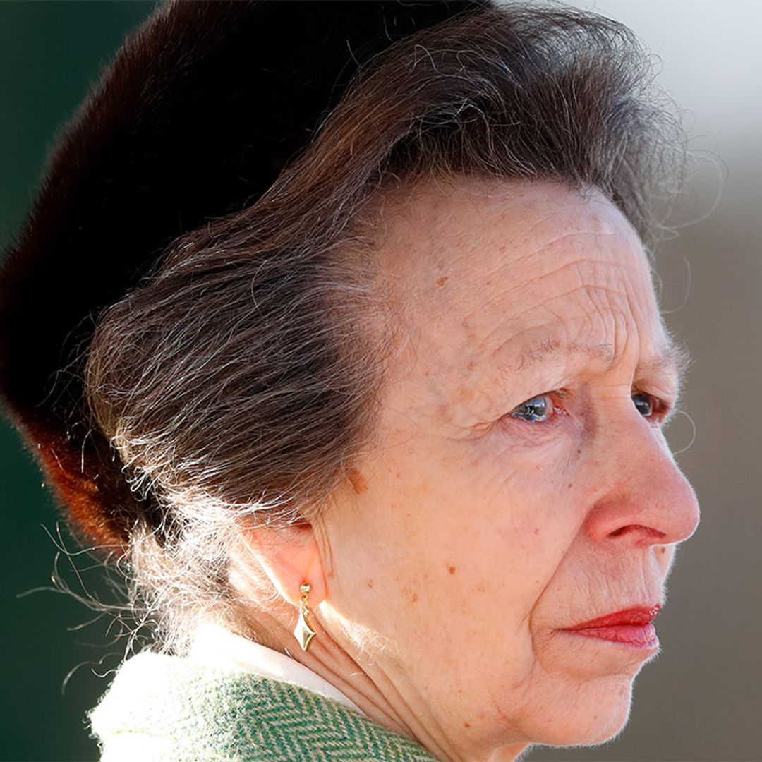 Princess Anne captured during emotional journey following the Queen's coffin