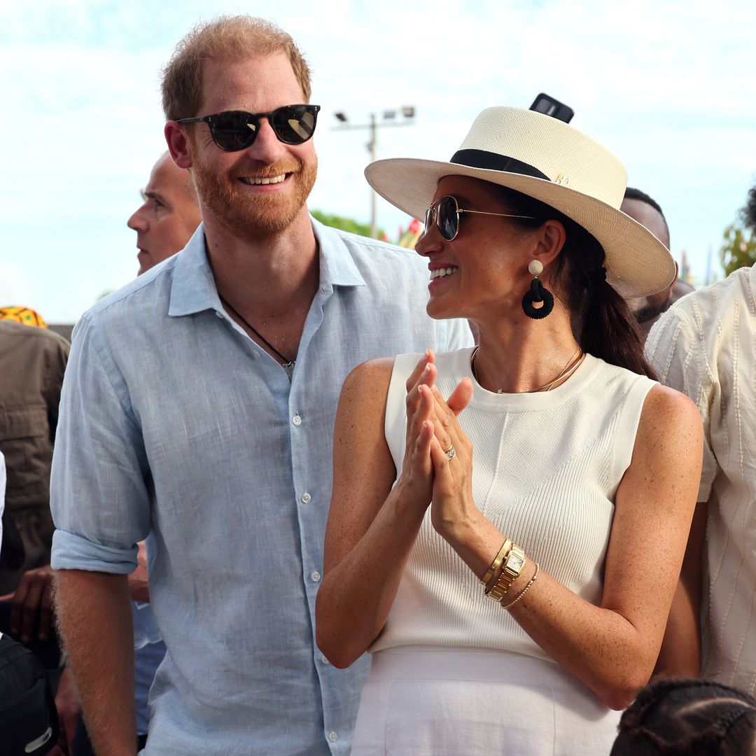 Meghan Markle and Prince Harry coordinate in cream for intimate gathering with Oprah Winfrey and Ellen DeGeneres