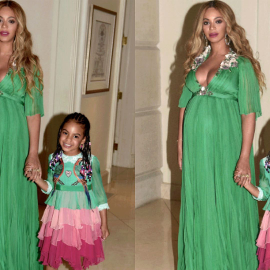 Beyoncé and Blue Ivy twin in Gucci at Beauty and the Beast premiere