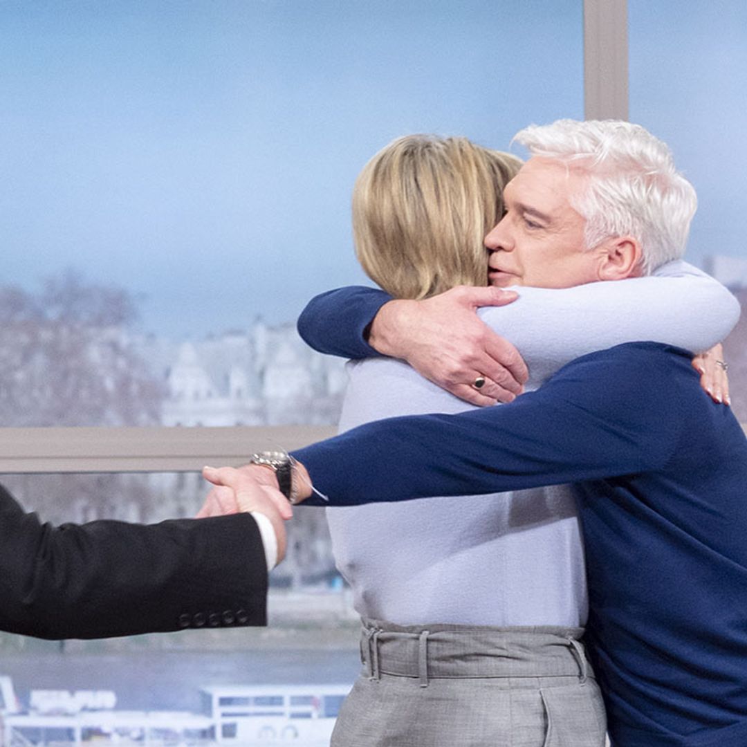 Ruth Langsford warmly embraces Phillip Schofield as they put 'feud' aside on This Morning