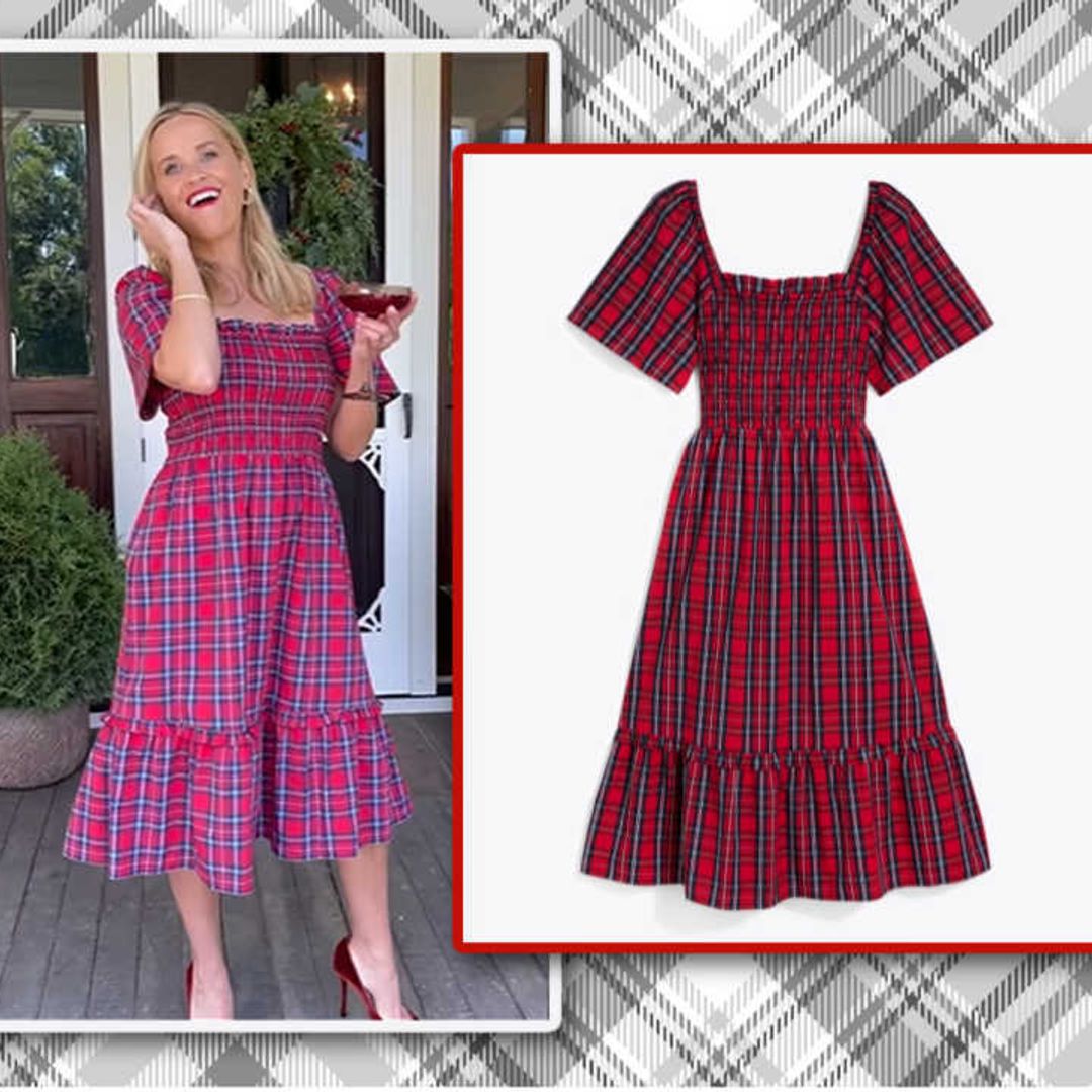 Reese Witherspoon looks beautiful in gorgeous plaid dress for the holidays - and it's on sale for $89