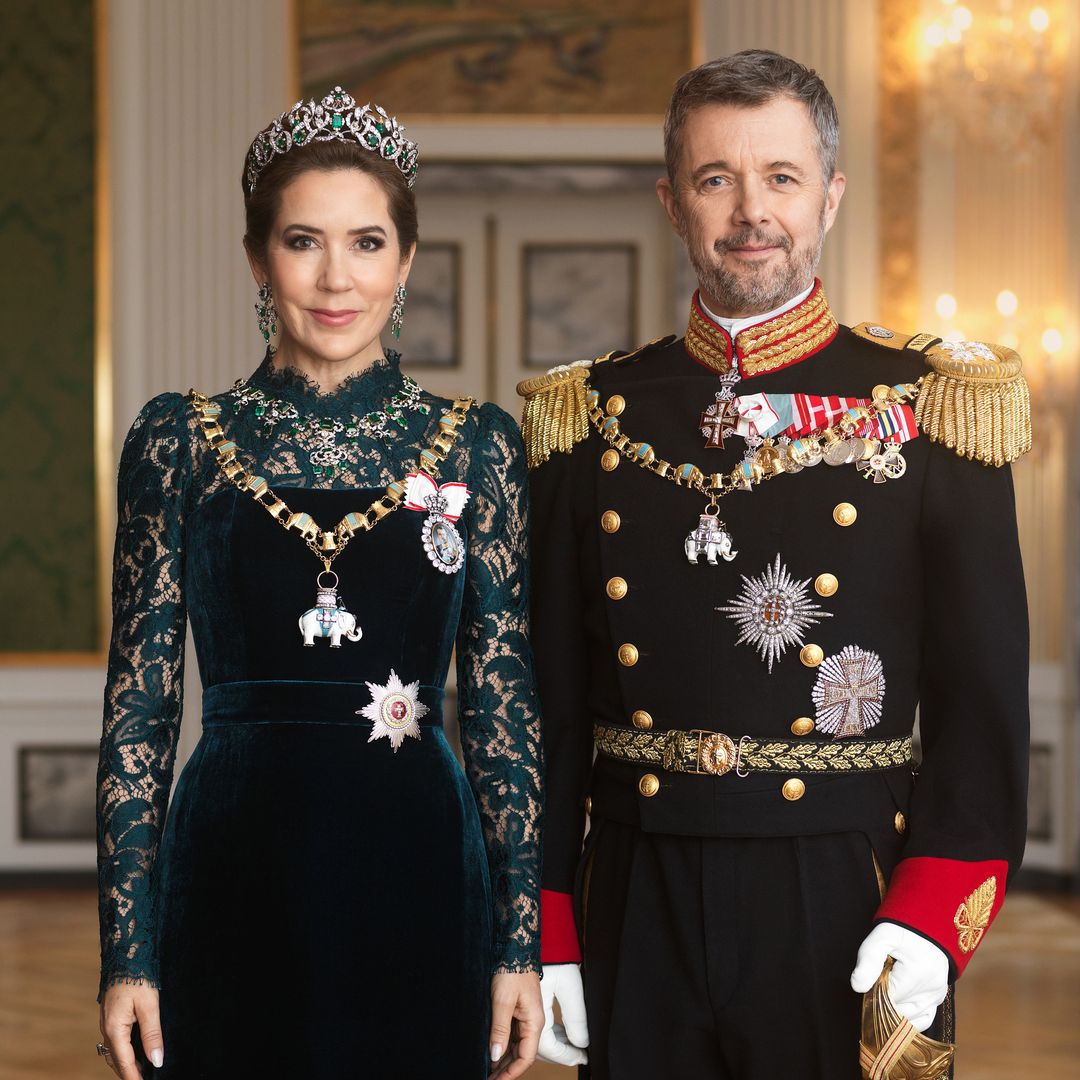 Queen Mary dazzles in historic emerald tiara in new official portrait with King Frederik