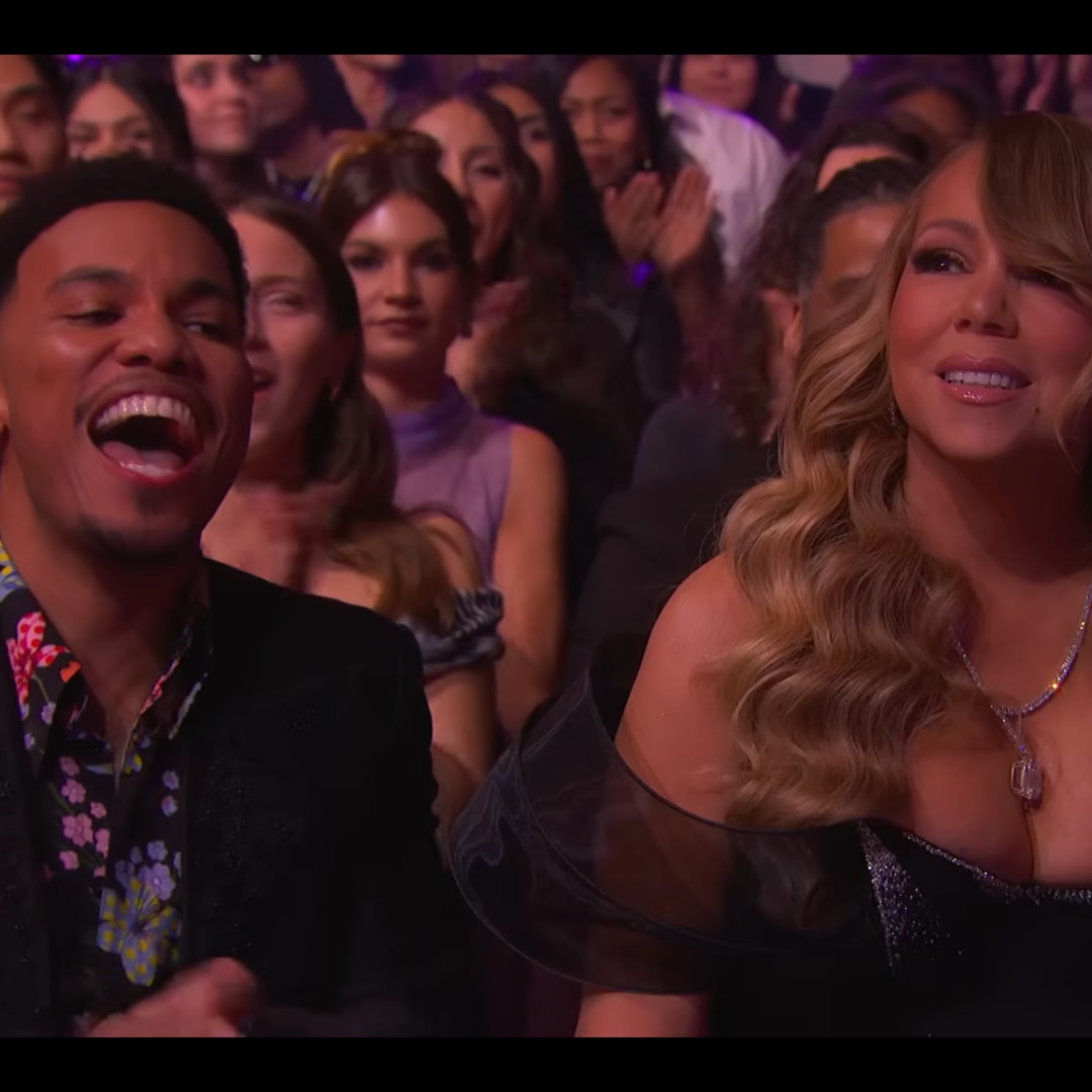 Mariah Carey and Anderson .Paak in the audience for the 2025 iHeart Radio Music Awards reacting to LL Cool J's introductory speech